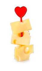 stack of cheese isolated on white
