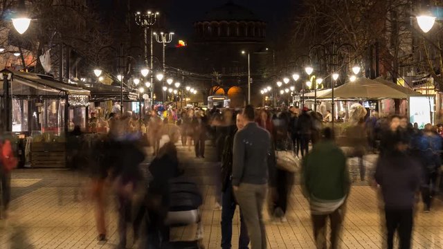 Time Lapse Of People Walking On Busy Street