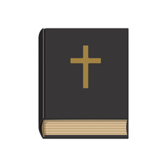 Flat style vector illustration of Holy Bible isolated on white. Church book.