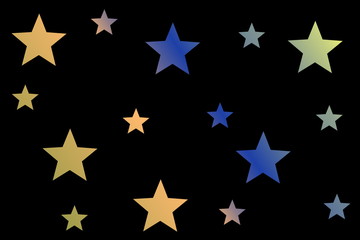 Illustration of multicolor stars on a black background