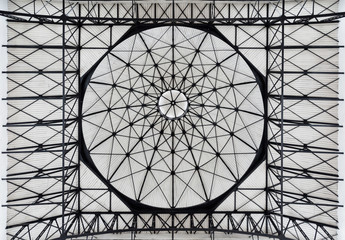 The roof, dome and ceiling of an old building covered market. Russia, city of Saratov