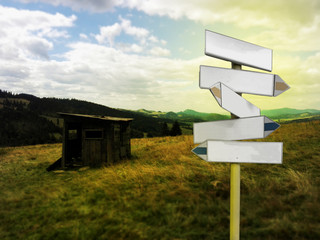 Signpost on the mountain glade © Carpentry