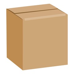 Brown sealed square box mockup, realistic style