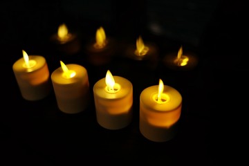 Set of Candle light with dark background.