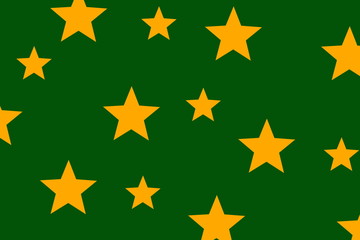 Illustration of orange stars on a dark green background