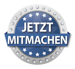 Button Jetzt mitmachen, blau