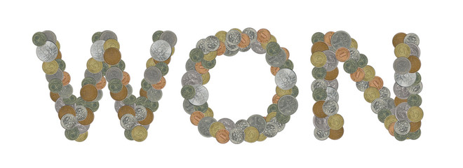 WON - Coins on white background