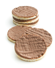 Puffed rice bread with chocolate.