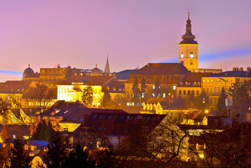 Fototapeta na wymiar Zagreb historic upper town night view