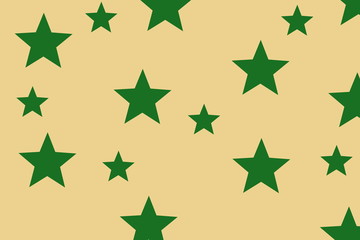 Illustration of dark green stars on a vanilla colored background
