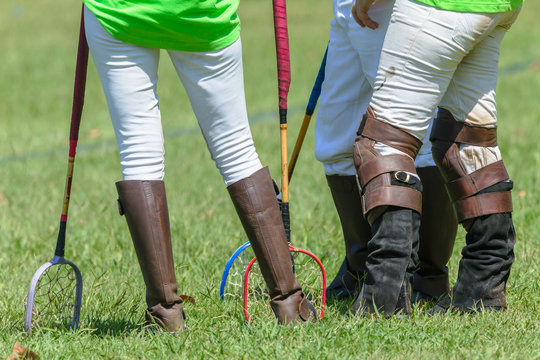 Polocrosse Players Closeup Boots Rackets