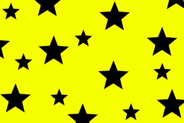 Obraz premium Illustration of black stars on a yellow background