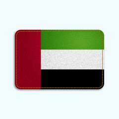 National flag of United Arab Emirates with denim texture and orange seam. Realistic image of a tissue made in vector illustration.