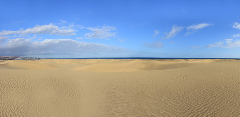 Die Sand- Dünen von Maspalomas aufs Meer fotografiert