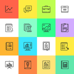 Simple Business and Finance Cartoon Style Icon Set