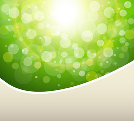 Green natural background, sunny with bokeh,