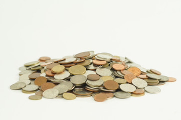 pile of money coin isolated on white background