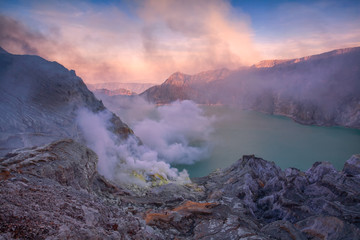 Kawah Ijen Volcano of East Java, Indonesia.