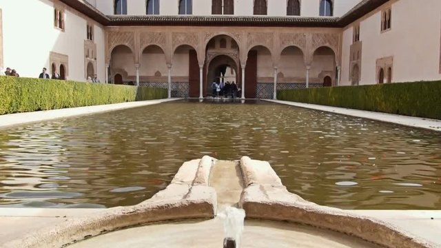 The Alhambra fountain in the courtyard of the Myrtles