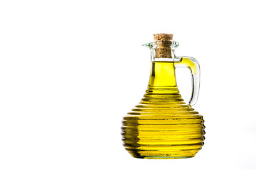 Bottle of extra virgin olive oil isolated
