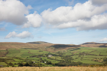 Fototapeta na wymiar Farmland on the mountains of the Isle of Man 