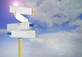 Signpost against the sky