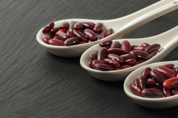 red beans on the black table
