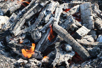 Coal with flame