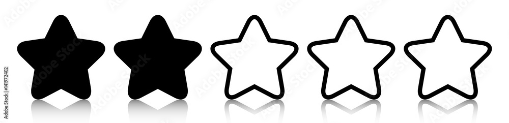 Poster black two star icon rating with reflection isolated on white background. vector illustration. eps10