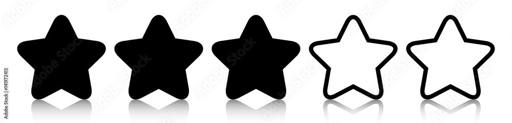Poster black three star icon rating with reflection isolated on white background. vector illustration. eps1