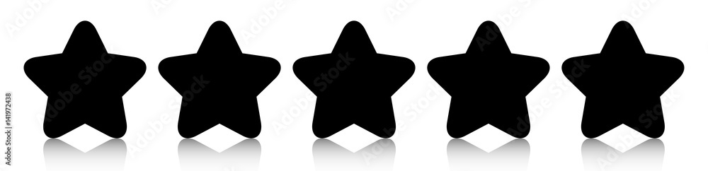 Canvas Prints black five star icon rating with reflection isolated on white background. vector illustration. eps10