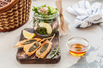 Chicken Skewers with Apple Rocket Salad