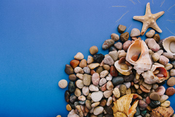 Obraz na płótnie Canvas still life with starfish, heart shaped pebble and shells