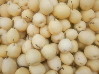 Closeup of pears for sale