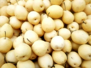 Closeup of pears for sale