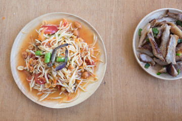 Papaya salad or som-tam Thai local food