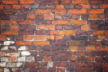 texture vintage brick wall, background red stone urban surface