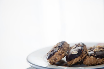 Plate with biscuits copyspace