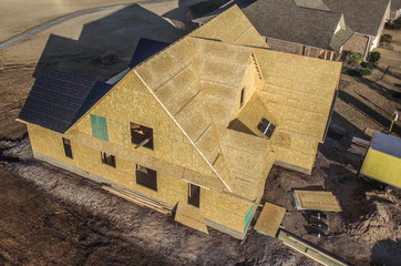 Aerial view of an house under construction