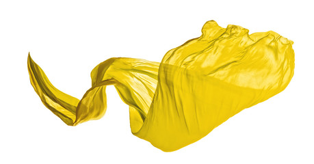 Smooth elegant yellow cloth on white background