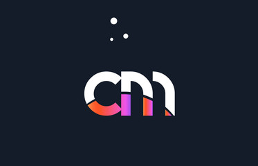 cm c m  pink purple white blue alphabet letter logo icon template