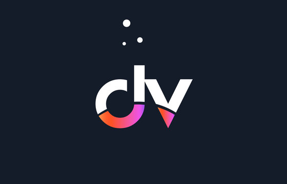 dv d v  pink purple white blue alphabet letter logo icon template
