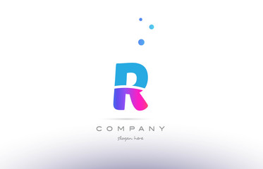 r pink blue white modern alphabet letter logo icon template
