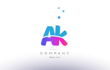 ak a k  pink blue white modern alphabet letter logo icon template