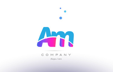 am a m  pink blue white modern alphabet letter logo icon template