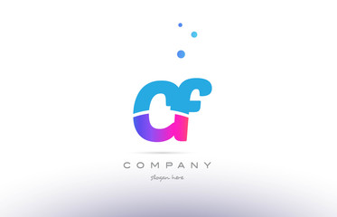 cf c f  pink blue white modern alphabet letter logo icon template
