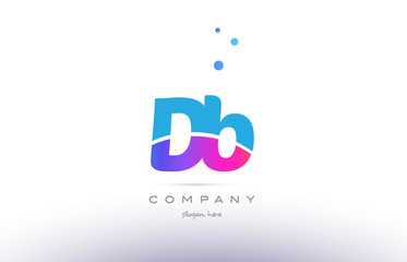 db d b  pink blue white modern alphabet letter logo icon template