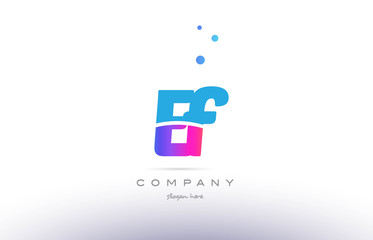 ef e f  pink blue white modern alphabet letter logo icon template
