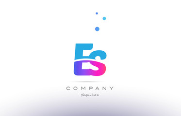 es e s  pink blue white modern alphabet letter logo icon template