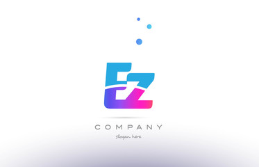 ez e z  pink blue white modern alphabet letter logo icon template